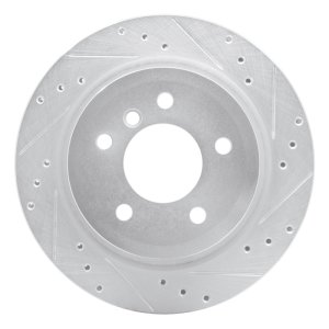 BMW Z4 Brake Rotor (1) - Rear Right - R1 Concepts - Drilled & Slotted - Silver - `09-`16